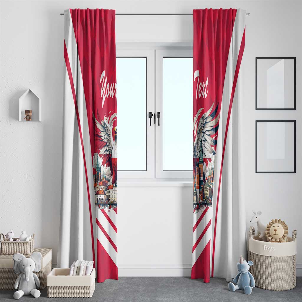 Personalized Poland White-Tailed Eagle Window Curtain Poznan City Flag Style - Wonder Print Shop
