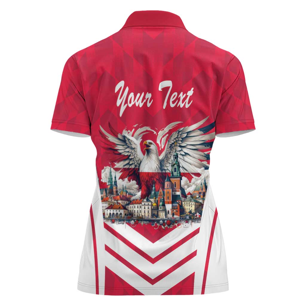 Personalized Poland White-Tailed Eagle Women Polo Shirt Poznan City Flag Style - Wonder Print Shop