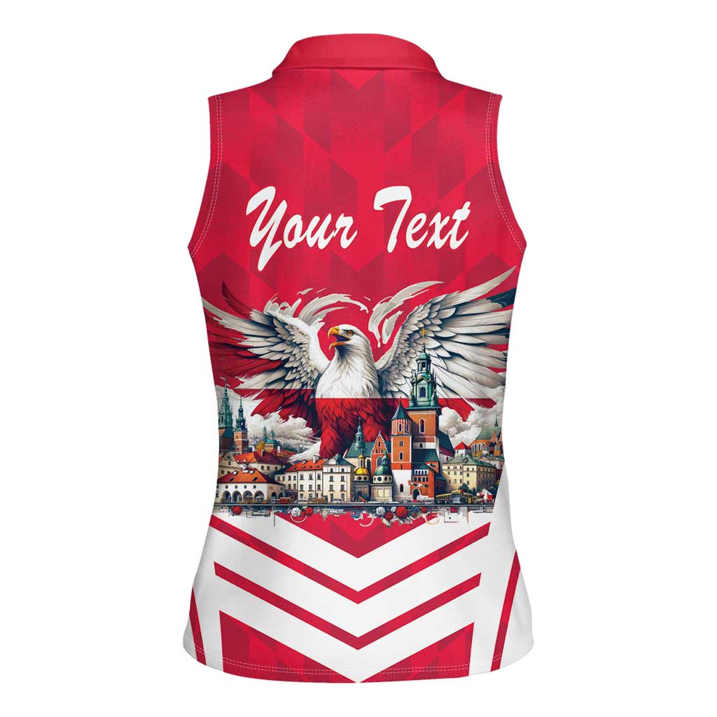 Personalized Poland White-Tailed Eagle Women Sleeveless Polo Shirt Poznan City Flag Style - Wonder Print Shop