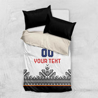 Custom Romania Rugby Bedding Set White Version Retro Style