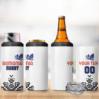 Custom Romania Rugby 4 in 1 Can Cooler Tumbler White Version Retro Style