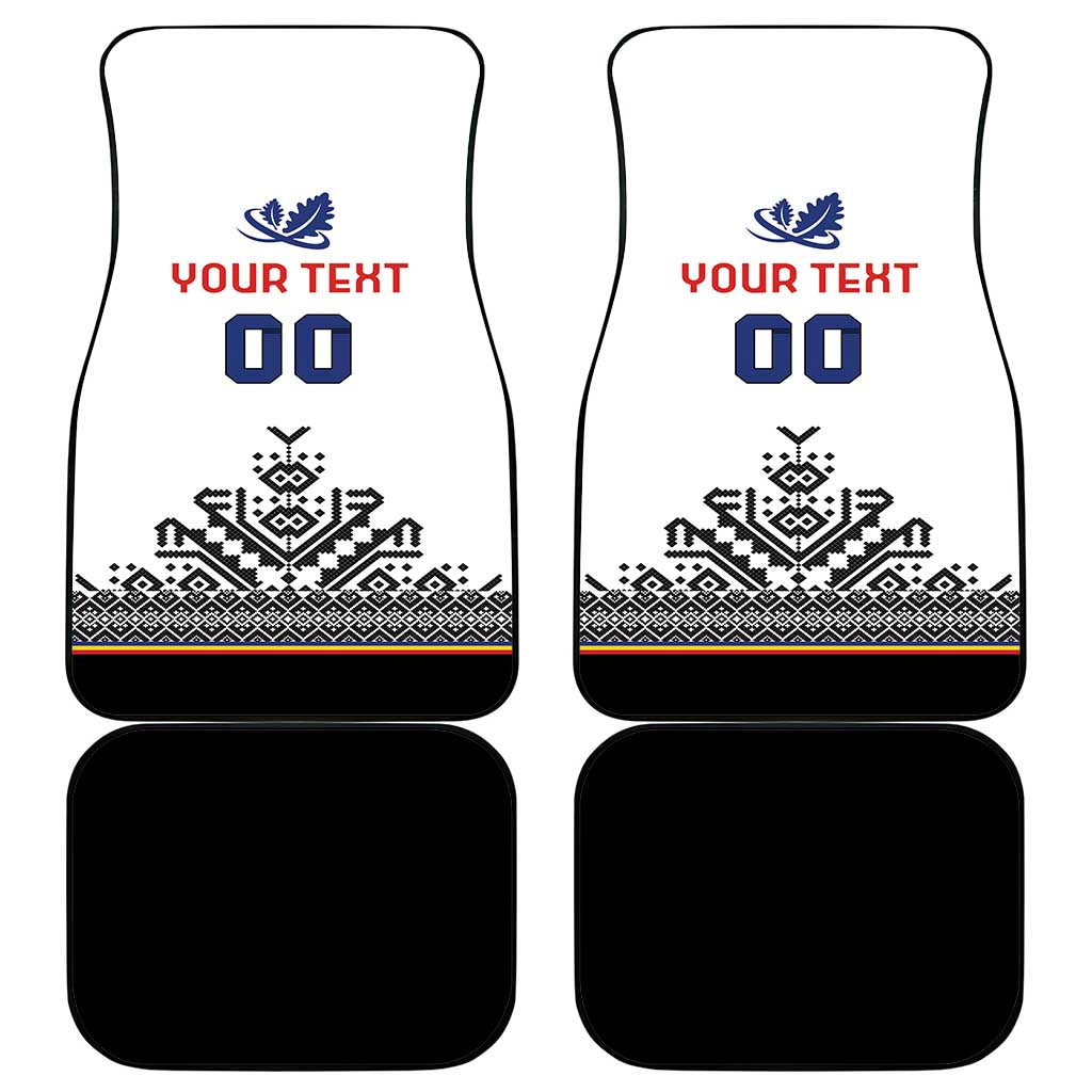 Custom Romania Rugby Car Mats White Version Retro Style