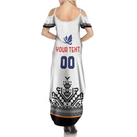 Custom Romania Rugby Family Matching Summer Maxi Dress and Hawaiian Shirt White Version Retro Style