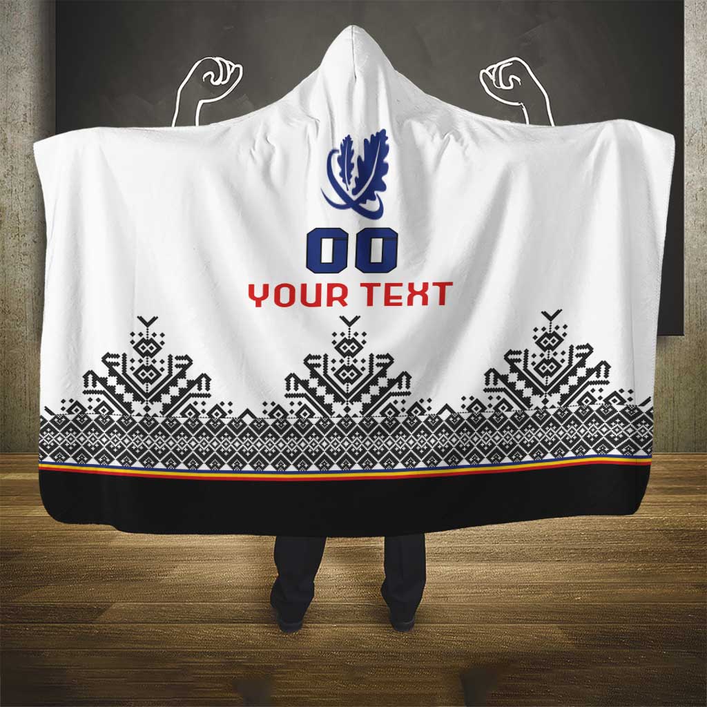Custom Romania Rugby Hooded Blanket White Version Retro Style