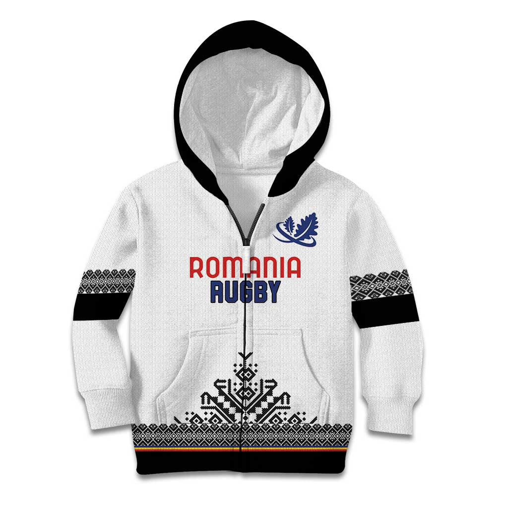 Custom Romania Rugby Kid Hoodie White Version Retro Style