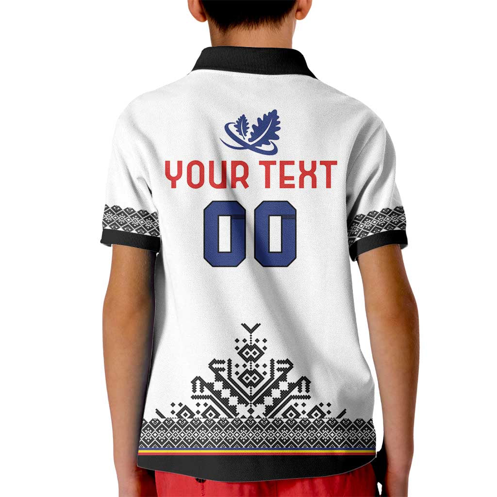 Custom Romania Rugby Kid Polo Shirt White Version Retro Style