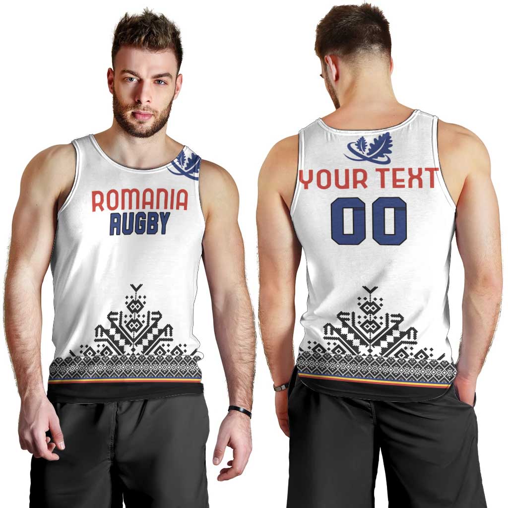 Custom Romania Rugby Men Tank Top White Version Retro Style