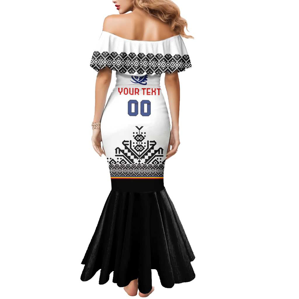 Custom Romania Rugby Mermaid Dress White Version Retro Style