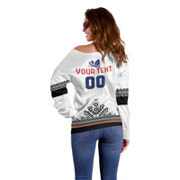 Custom Romania Rugby Off Shoulder Sweater White Version Retro Style