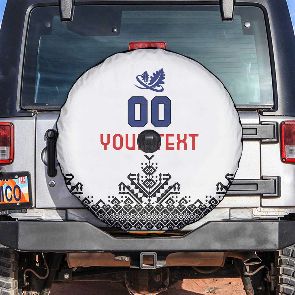 Custom Romania Rugby Spare Tire Cover White Version Retro Style - Wonder Print Shop