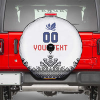 Custom Romania Rugby Spare Tire Cover White Version Retro Style - Wonder Print Shop