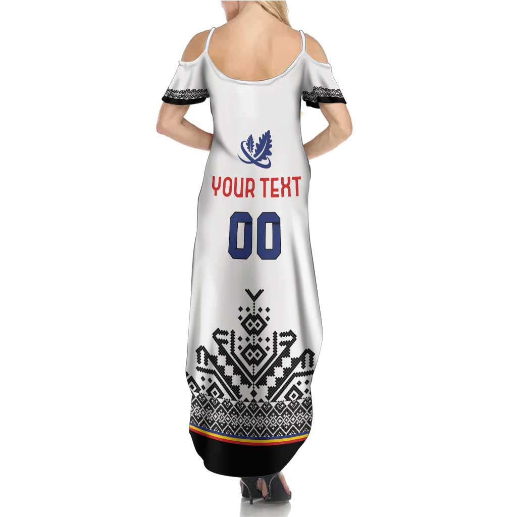 Custom Romania Rugby Summer Maxi Dress White Version Retro Style - Wonder Print Shop