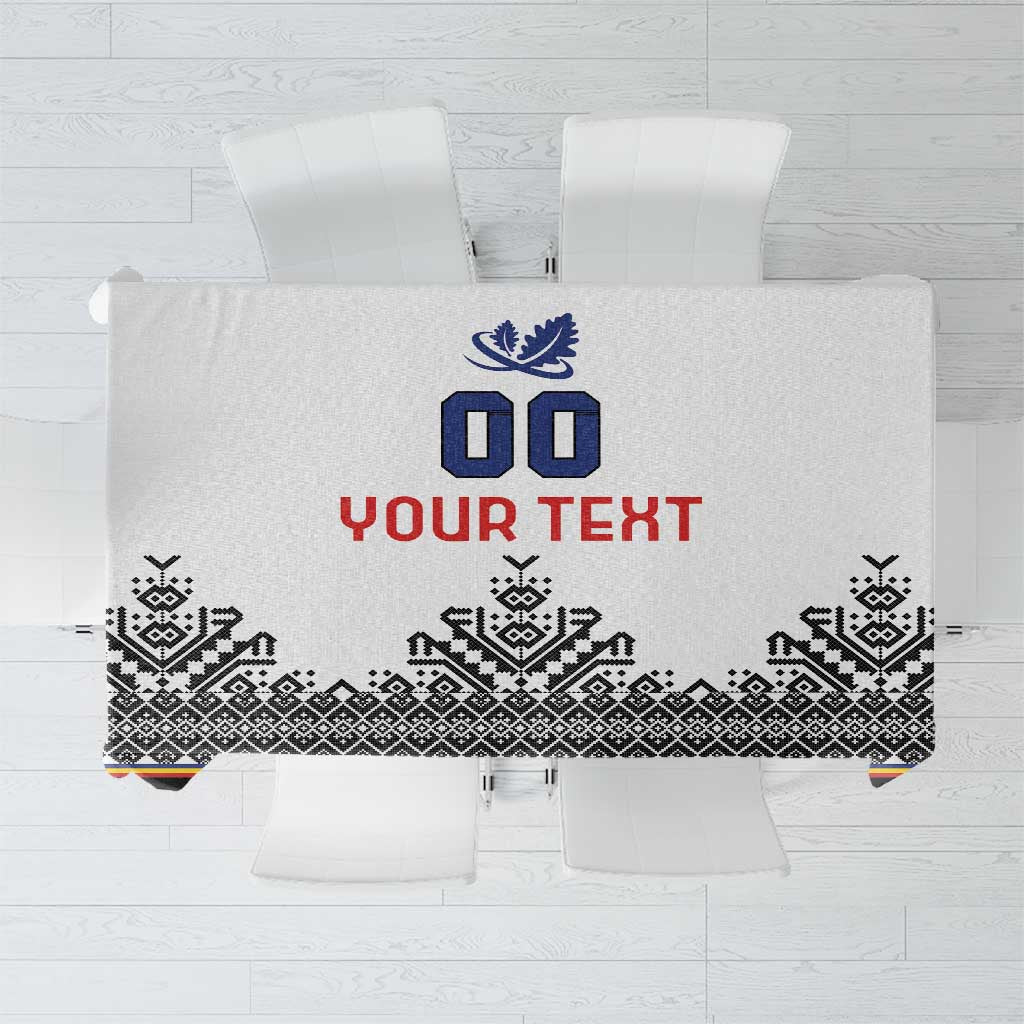 Custom Romania Rugby Tablecloth White Version Retro Style - Wonder Print Shop
