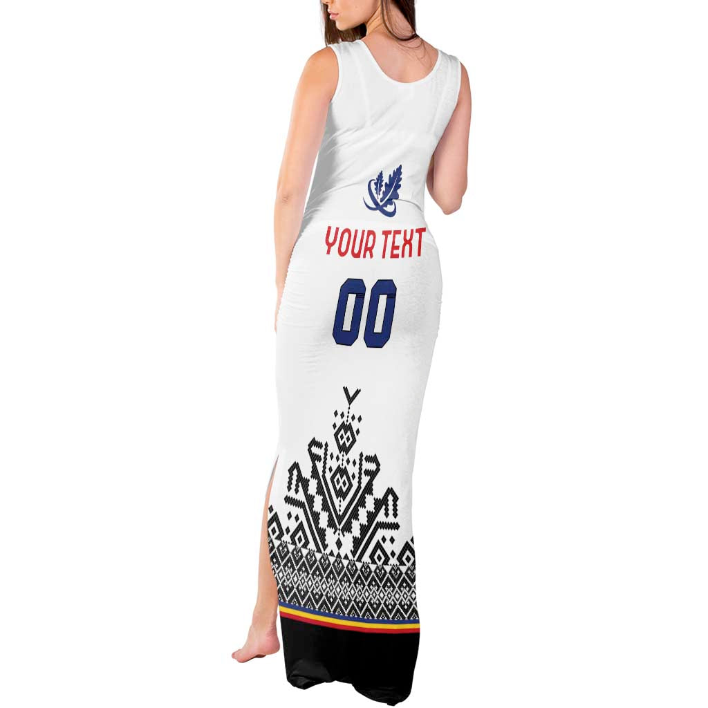Custom Romania Rugby Tank Maxi Dress White Version Retro Style - Wonder Print Shop