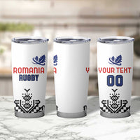 Custom Romania Rugby Tumbler Cup White Version Retro Style - Wonder Print Shop