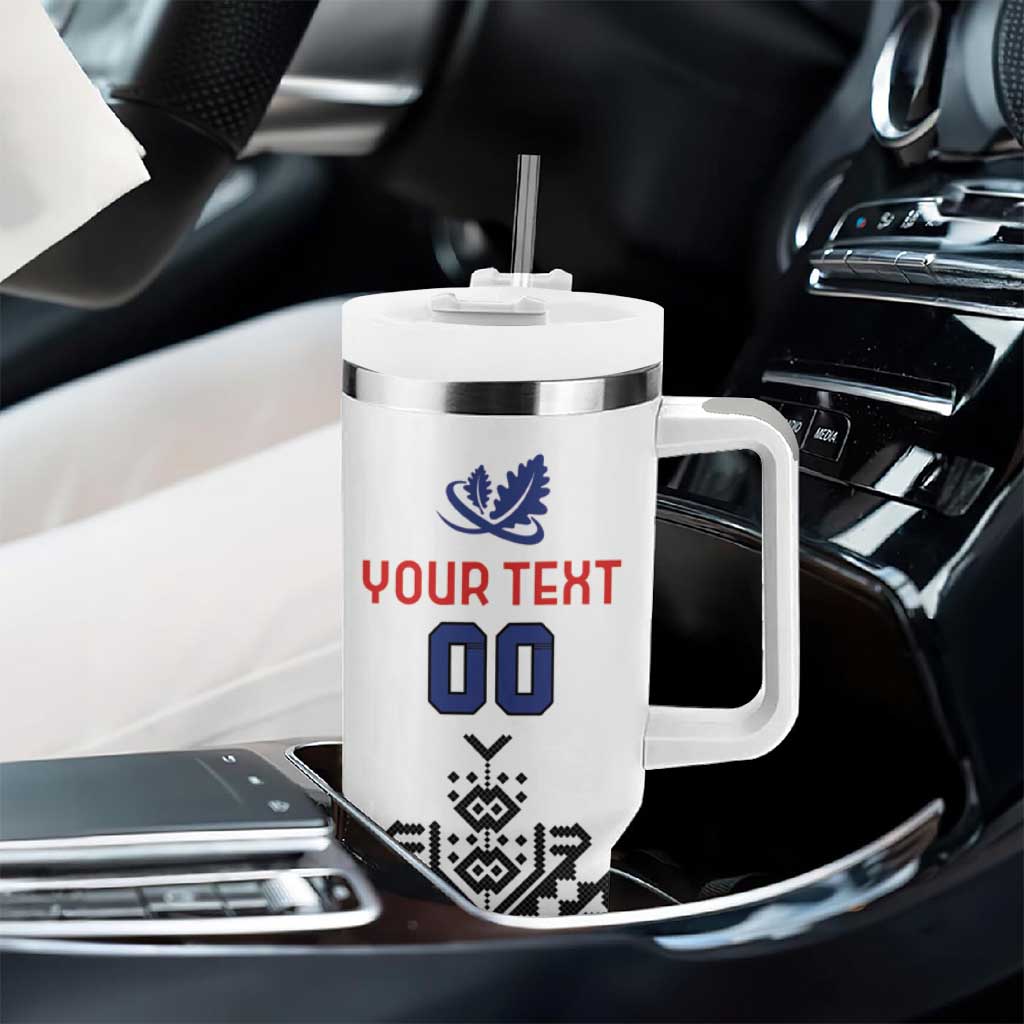 Custom Romania Rugby Tumbler With Handle White Version Retro Style - Wonder Print Shop
