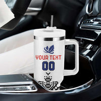 Custom Romania Rugby Tumbler With Handle White Version Retro Style - Wonder Print Shop