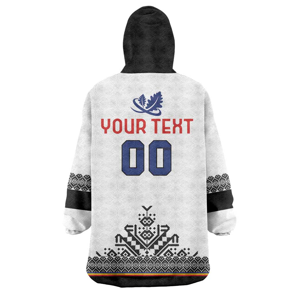 Custom Romania Rugby Wearable Blanket Hoodie White Version Retro Style - Wonder Print Shop