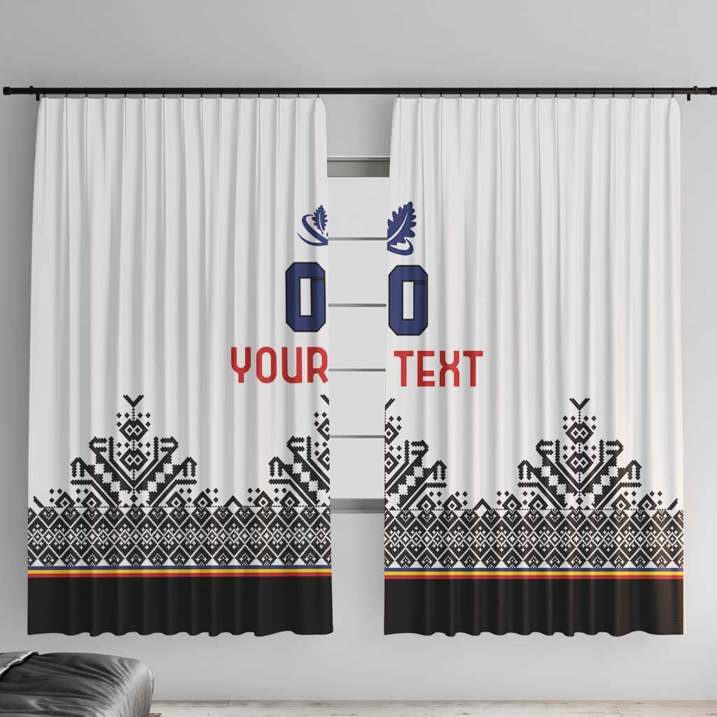 Custom Romania Rugby Window Curtain White Version Retro Style - Wonder Print Shop