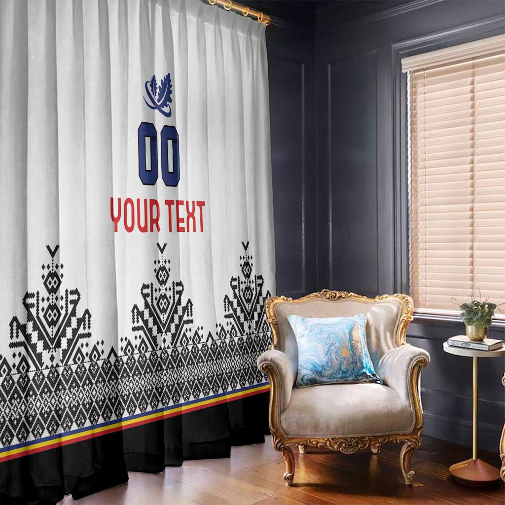 Custom Romania Rugby Window Curtain White Version Retro Style - Wonder Print Shop