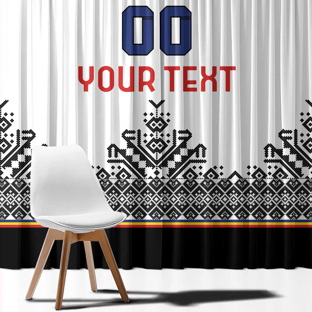 Custom Romania Rugby Window Curtain White Version Retro Style - Wonder Print Shop