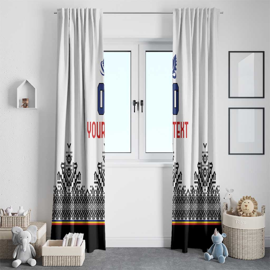 Custom Romania Rugby Window Curtain White Version Retro Style - Wonder Print Shop