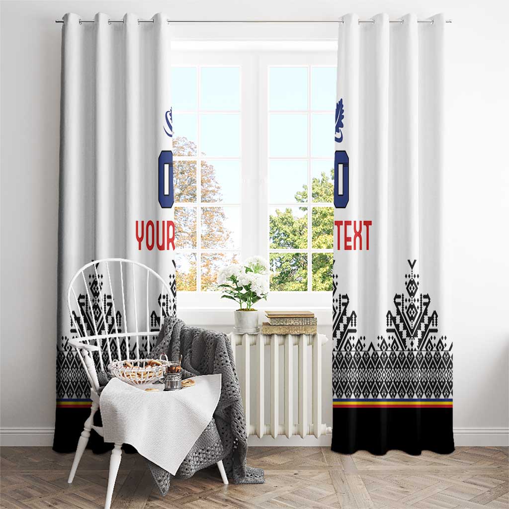 Custom Romania Rugby Window Curtain White Version Retro Style - Wonder Print Shop