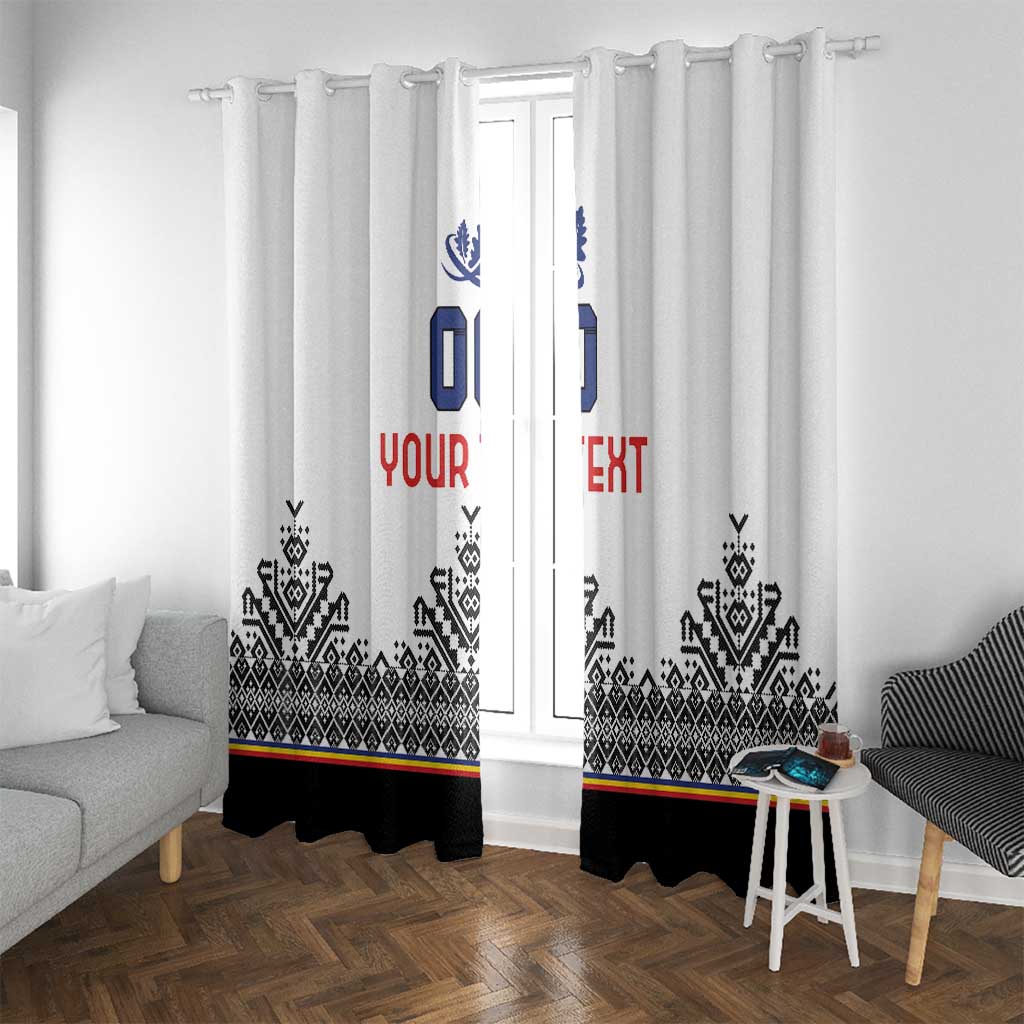 Custom Romania Rugby Window Curtain White Version Retro Style - Wonder Print Shop