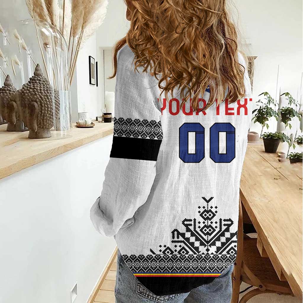 Custom Romania Rugby Women Casual Shirt White Version Retro Style - Wonder Print Shop