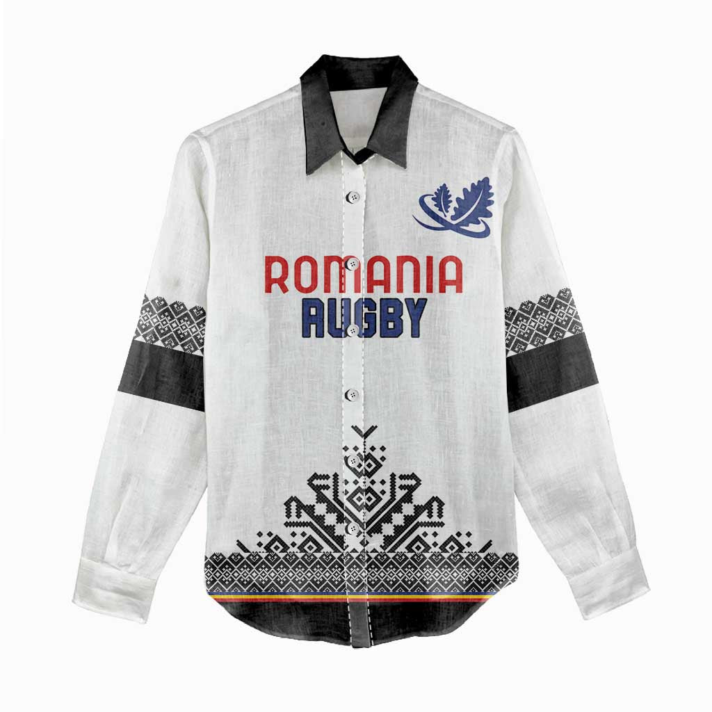 Custom Romania Rugby Women Casual Shirt White Version Retro Style - Wonder Print Shop
