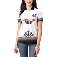 Custom Romania Rugby Women Polo Shirt White Version Retro Style - Wonder Print Shop