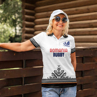 Custom Romania Rugby Women Polo Shirt White Version Retro Style - Wonder Print Shop