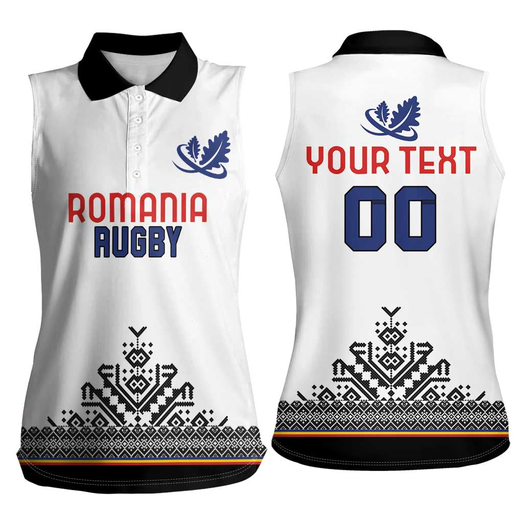 Custom Romania Rugby Women Sleeveless Polo Shirt White Version Retro Style - Wonder Print Shop