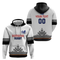 Custom Romania Rugby Zip Hoodie White Version Retro Style - Wonder Print Shop