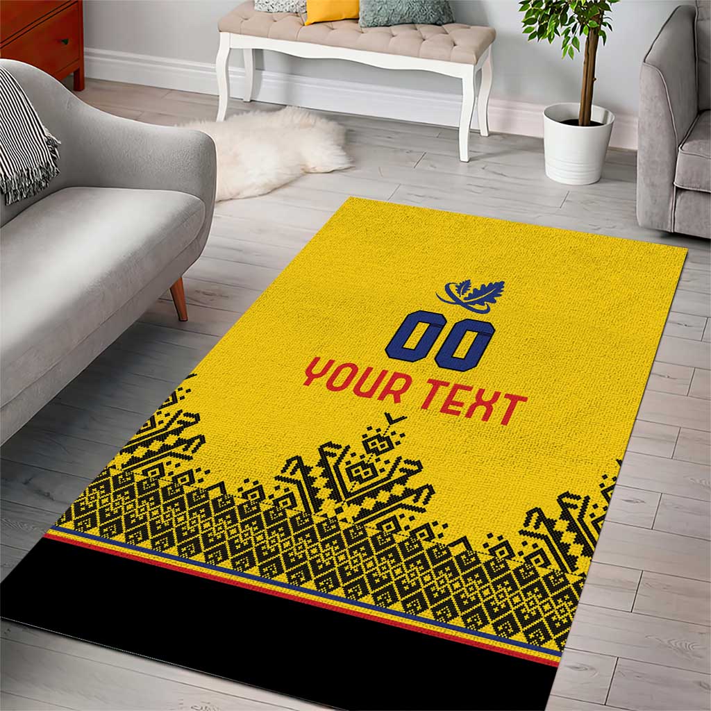 Custom Romania Rugby Area Rug Yellow Version Retro Style