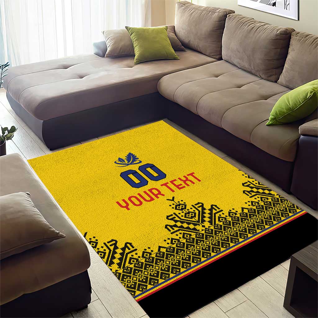 Custom Romania Rugby Area Rug Yellow Version Retro Style