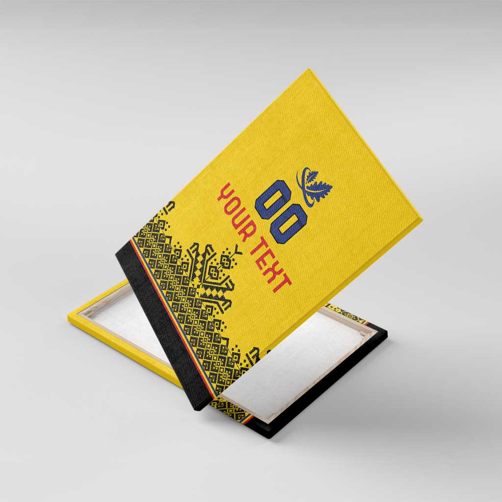 Custom Romania Rugby Canvas Wall Art Yellow Version Retro Style