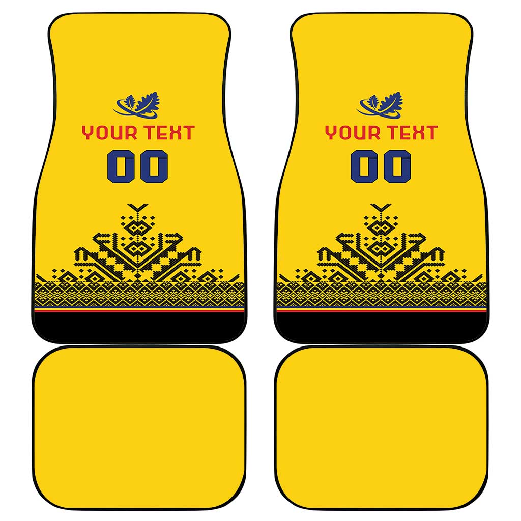 Custom Romania Rugby Car Mats Yellow Version Retro Style