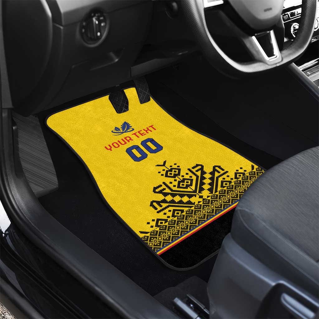Custom Romania Rugby Car Mats Yellow Version Retro Style