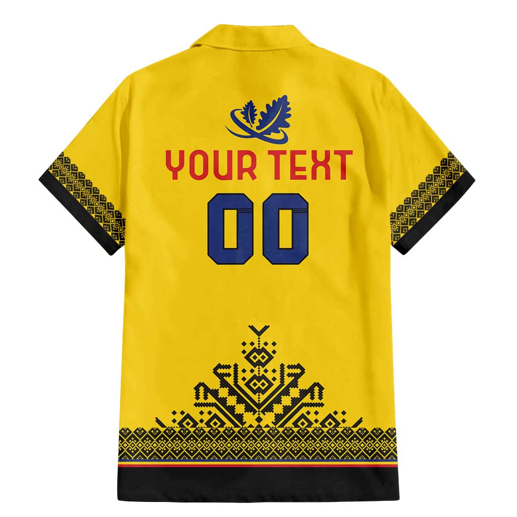 Custom Romania Rugby Family Matching Mermaid Dress and Hawaiian Shirt Yellow Version Retro Style