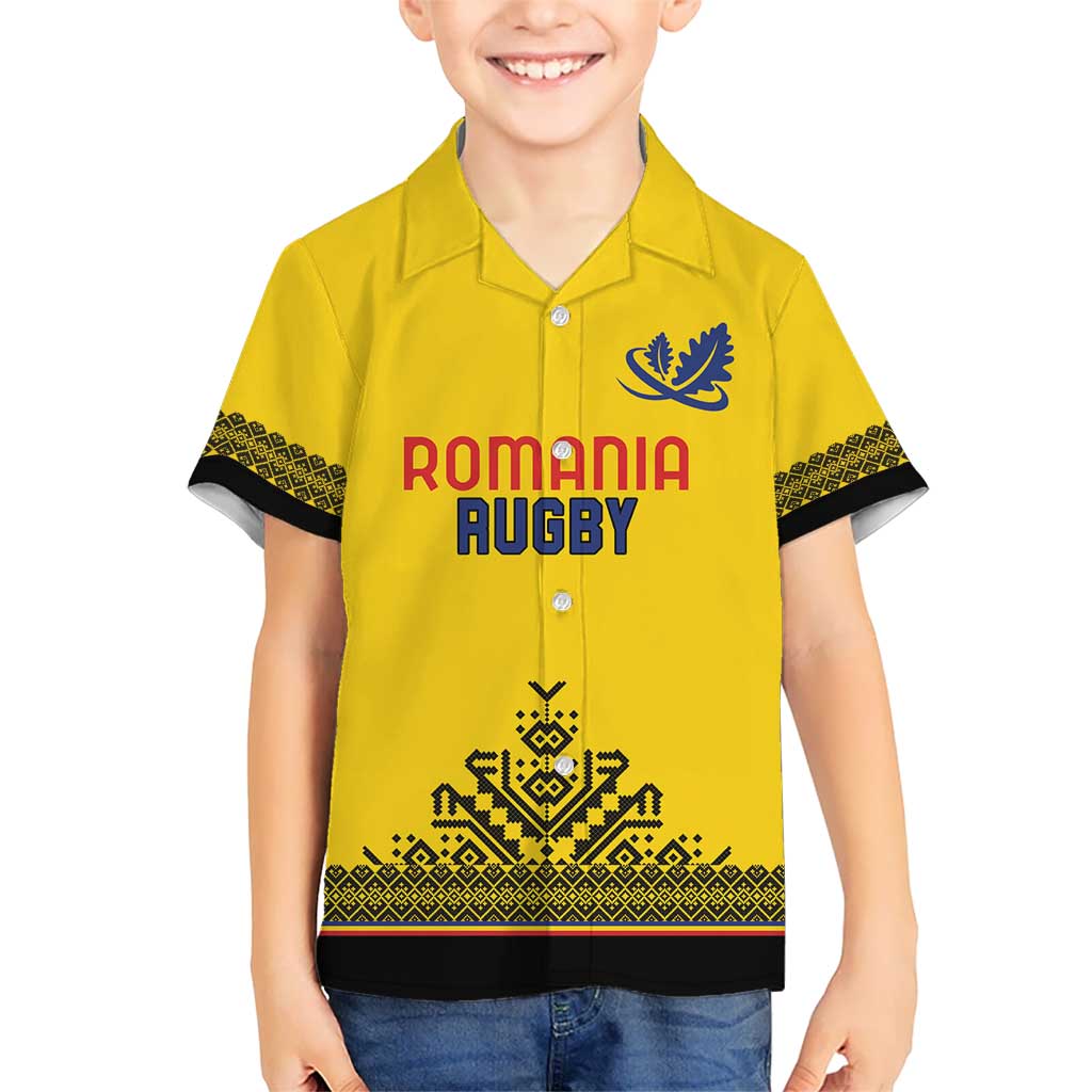 Custom Romania Rugby Hawaiian Shirt Yellow Version Retro Style