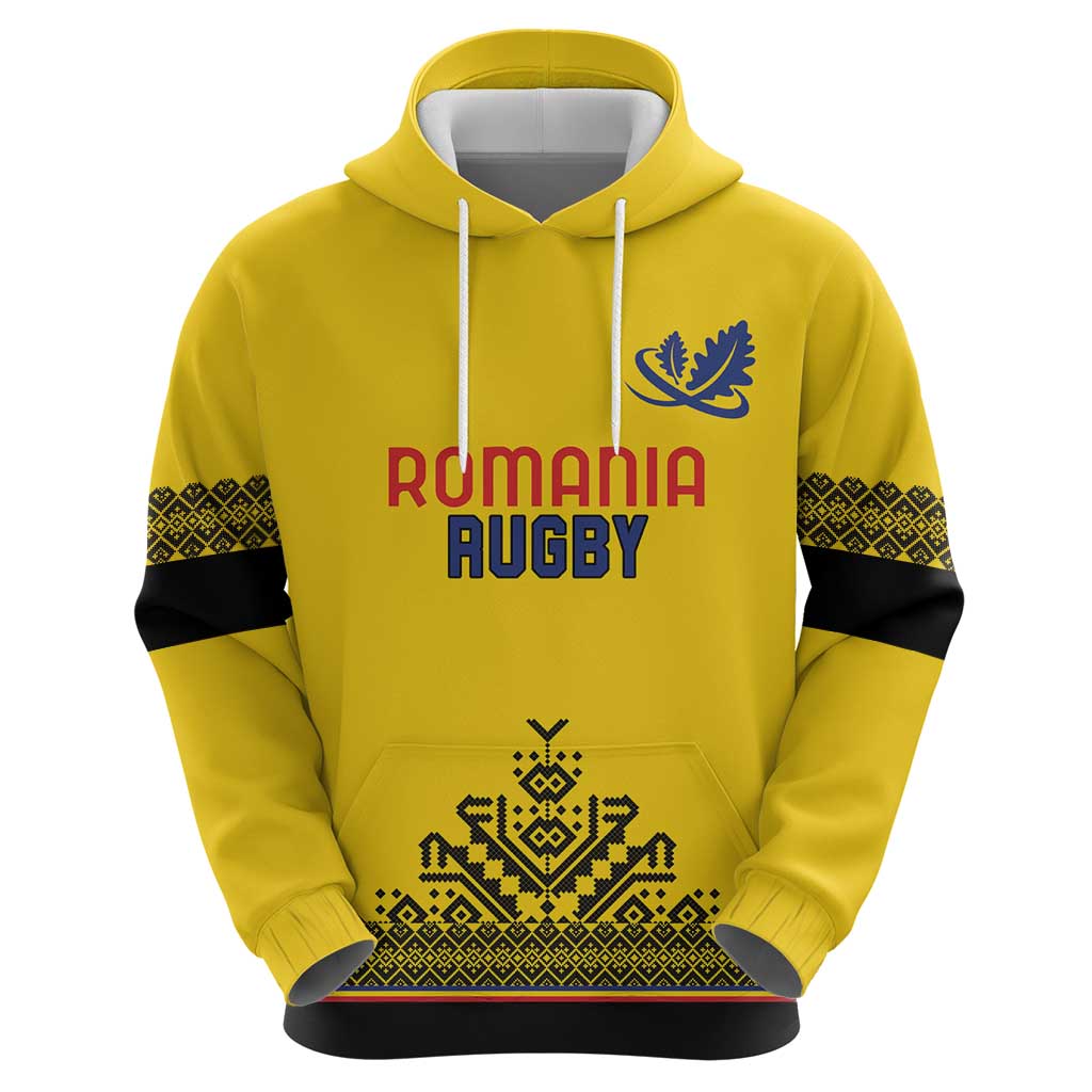 Custom Romania Rugby Hoodie Yellow Version Retro Style