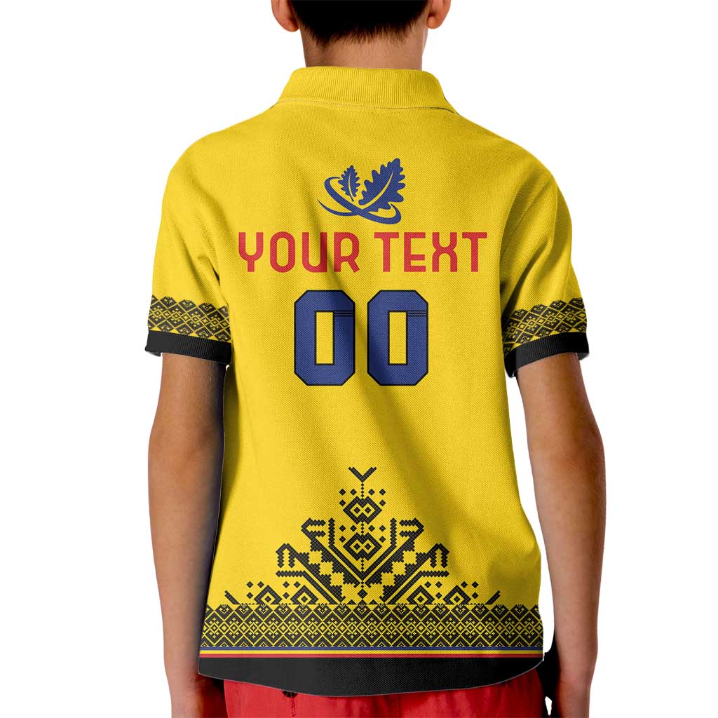 Custom Romania Rugby Kid Polo Shirt Yellow Version Retro Style