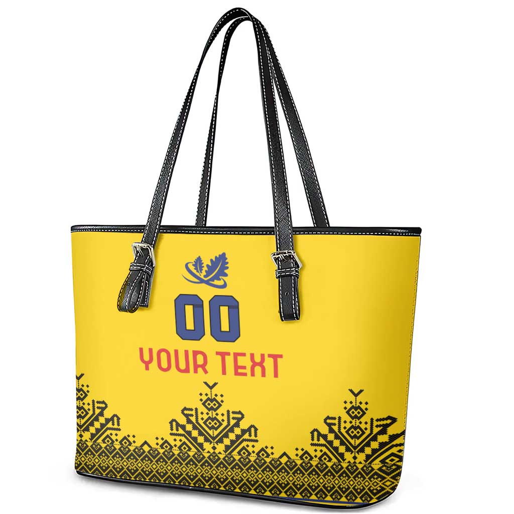 Custom Romania Rugby Leather Tote Bag Yellow Version Retro Style