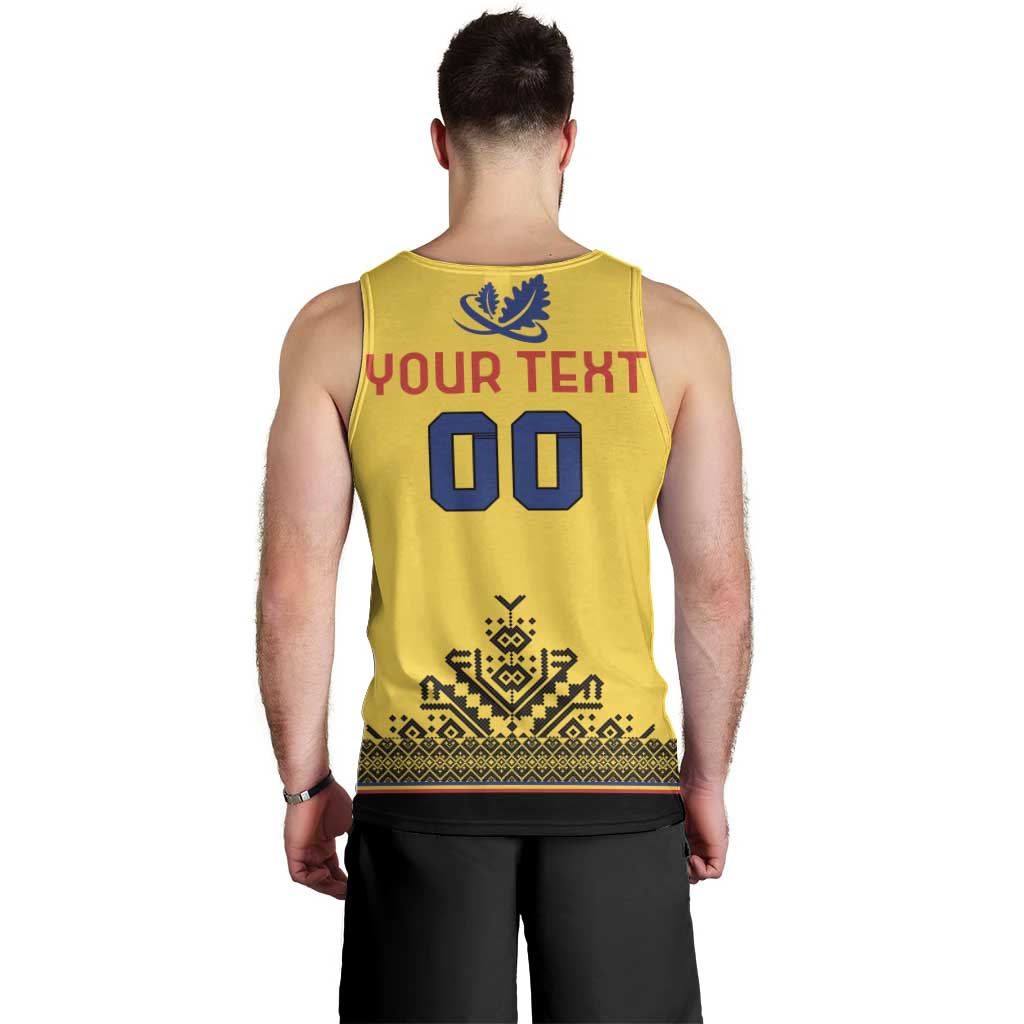 Custom Romania Rugby Men Tank Top Yellow Version Retro Style