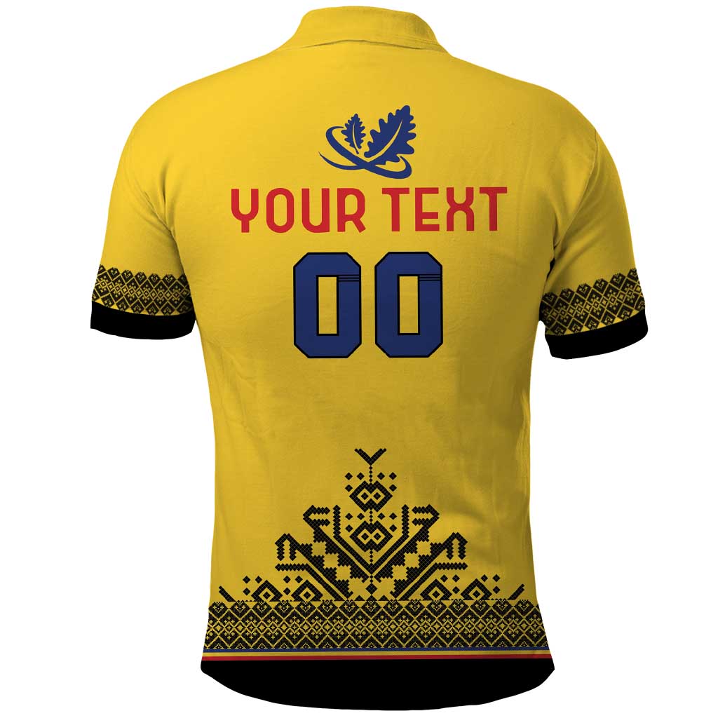 Custom Romania Rugby Polo Shirt Yellow Version Retro Style