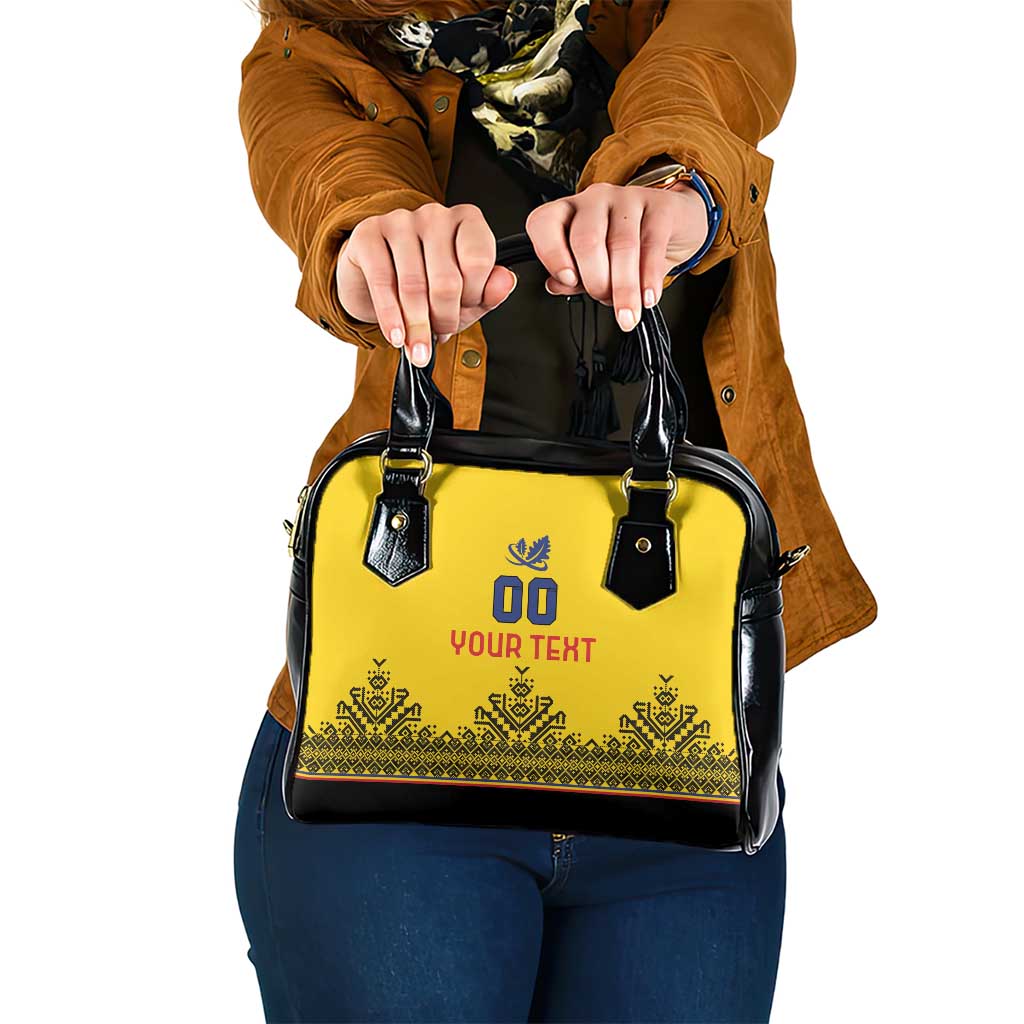 Custom Romania Rugby Shoulder Handbag Yellow Version Retro Style - Wonder Print Shop