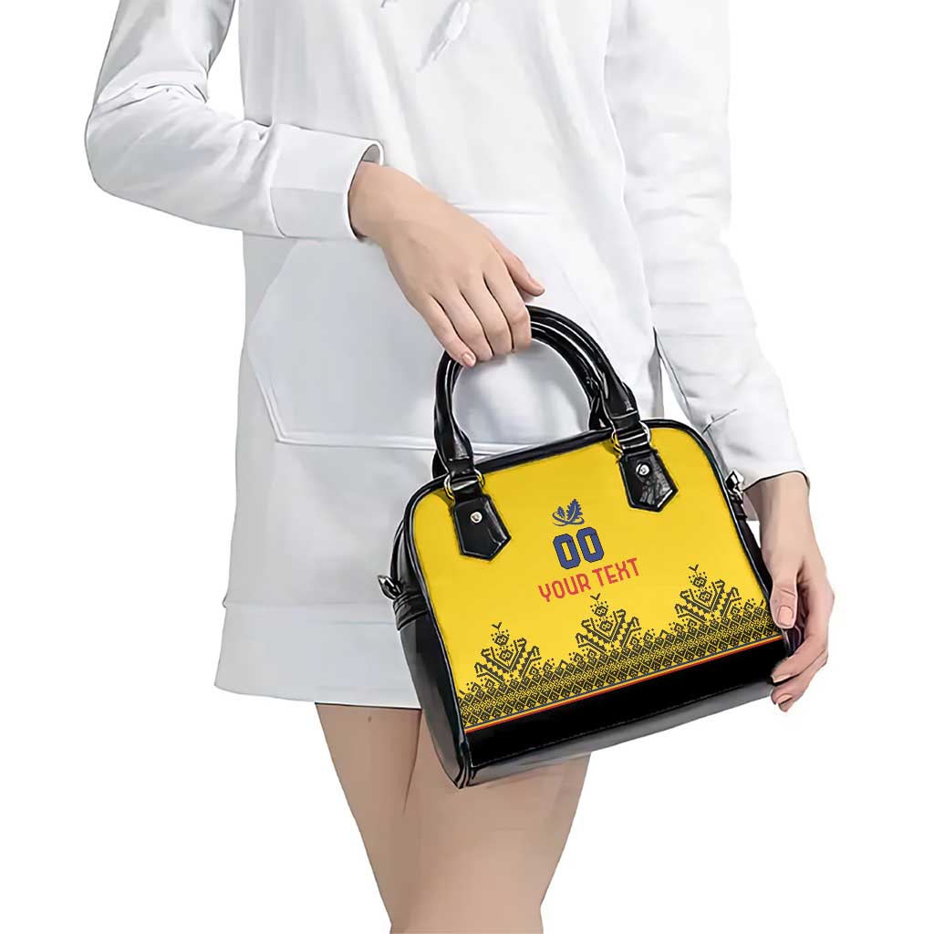 Custom Romania Rugby Shoulder Handbag Yellow Version Retro Style - Wonder Print Shop