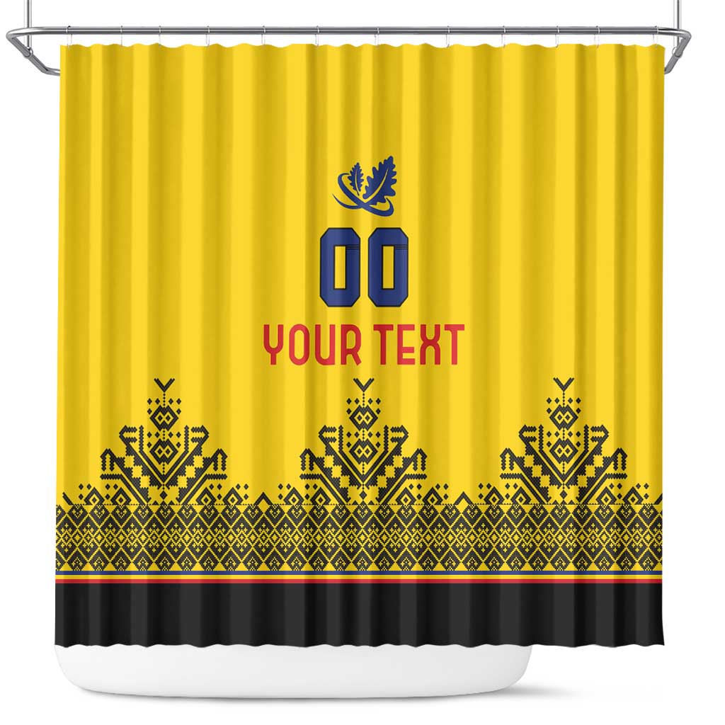 Custom Romania Rugby Shower Curtain Yellow Version Retro Style - Wonder Print Shop