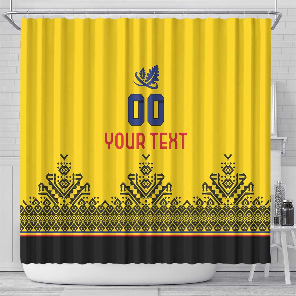 Custom Romania Rugby Shower Curtain Yellow Version Retro Style - Wonder Print Shop